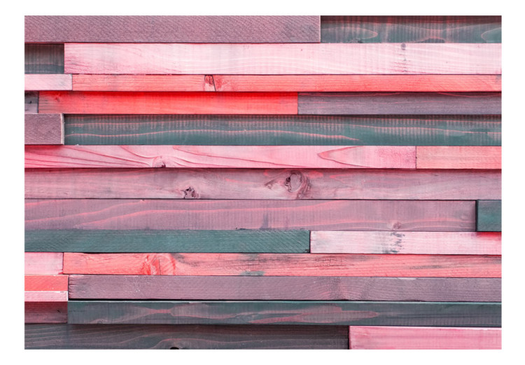 Photo Wallpaper Pink wooden paradise - wooden patterns of horizontal boards on a pink background 88789 additionalImage 1