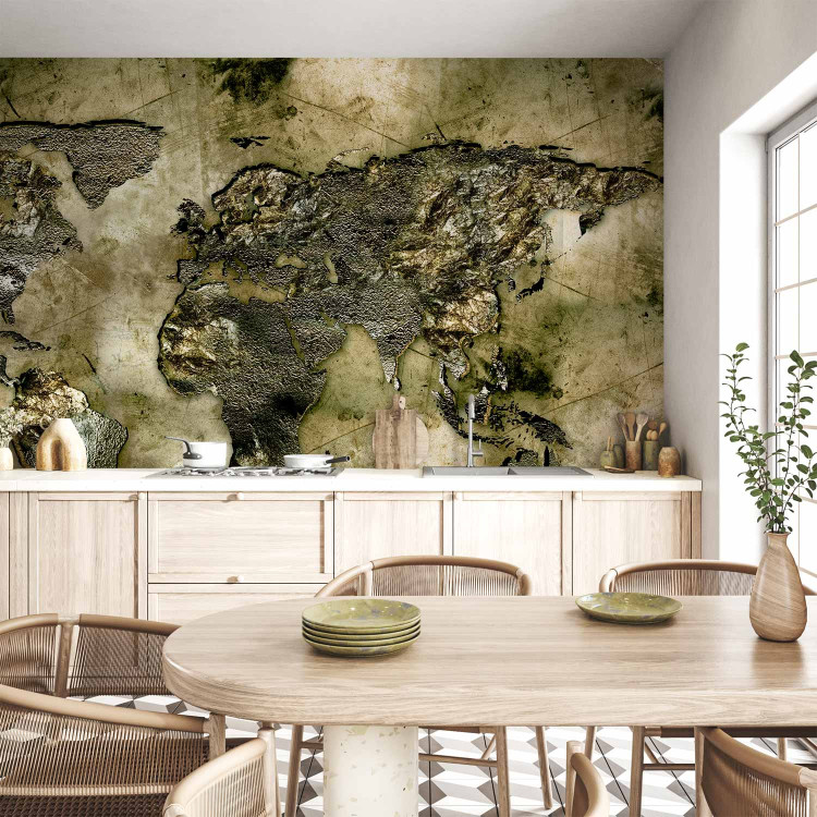 Photo Wallpaper World map - outline of the continents with vintage-style iridescent effect 97089 additionalImage 6