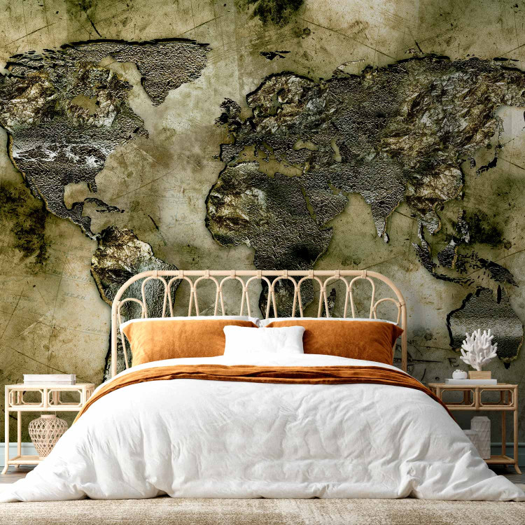 Photo Wallpaper World map - outline of the continents with vintage-style iridescent effect 97089 additionalImage 2