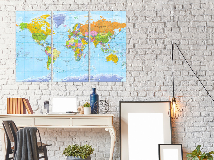 Canvas Art Print World Map: Orbis Terrarum II - Detailed Colorful Political Map 97389 additionalImage 3