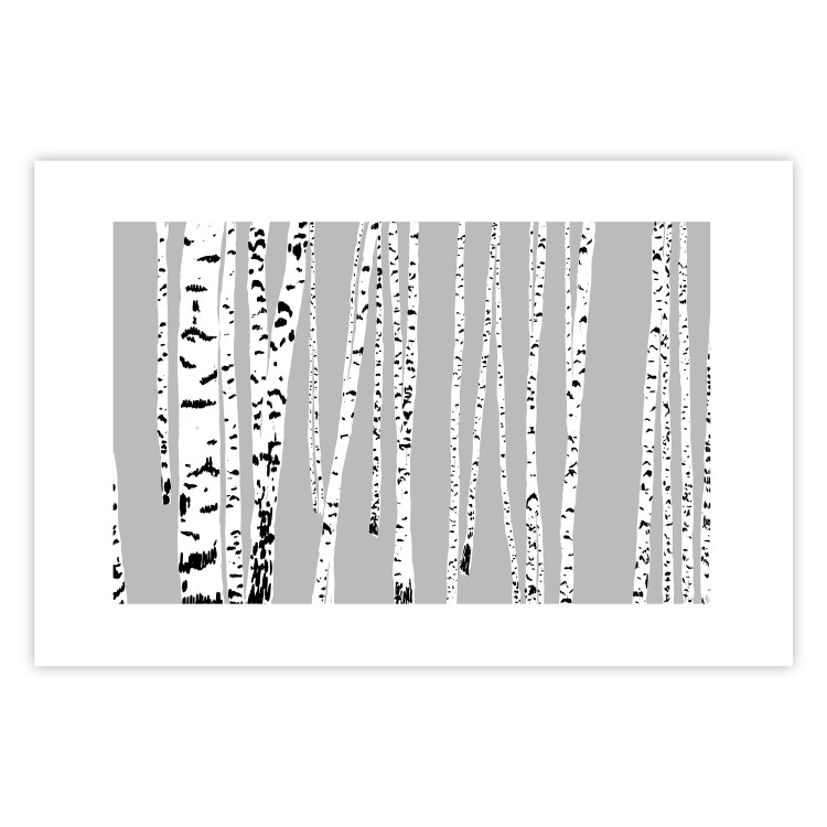 Wall Poster Birches - composition with black and white trees on a grey background 115099 additionalImage 19
