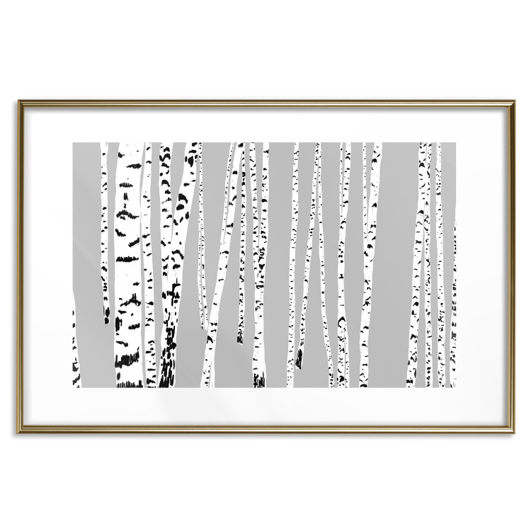 Wall Poster Birches - composition with black and white trees on a grey background 115099 additionalImage 16