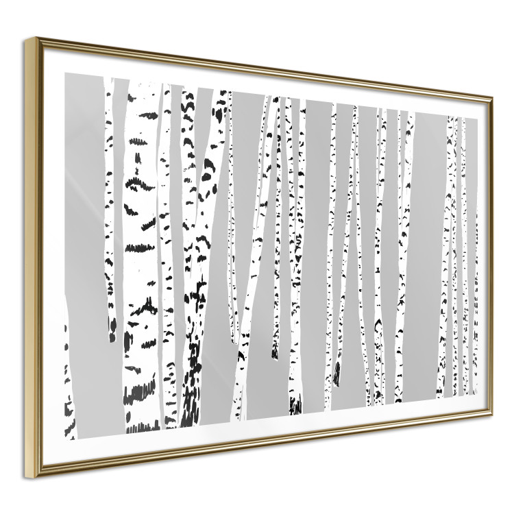 Wall Poster Birches - composition with black and white trees on a grey background 115099 additionalImage 12