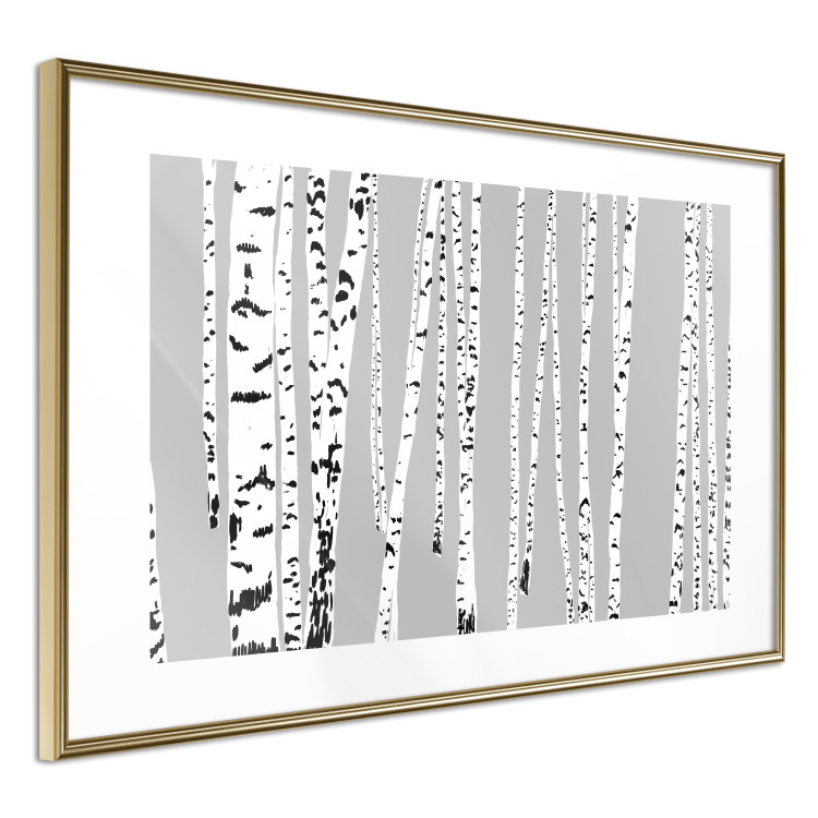 Wall Poster Birches - composition with black and white trees on a grey background 115099 additionalImage 6