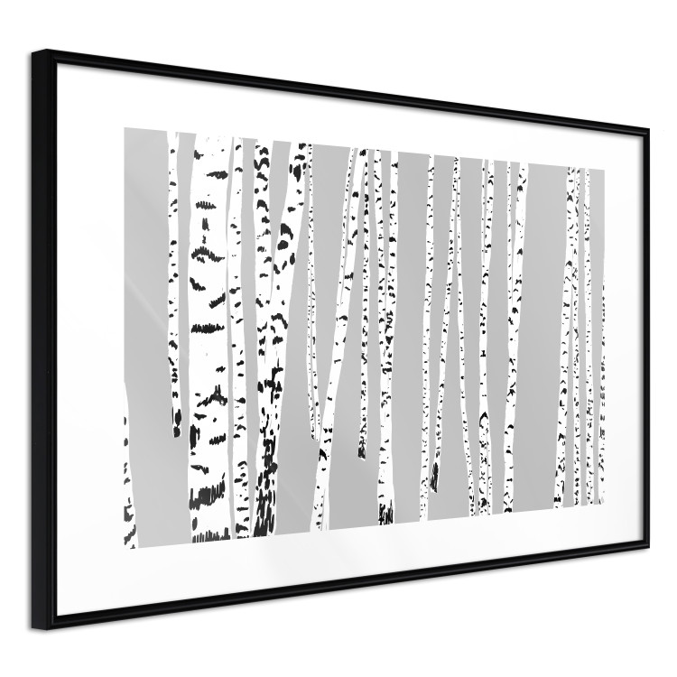 Wall Poster Birches - composition with black and white trees on a grey background 115099 additionalImage 13