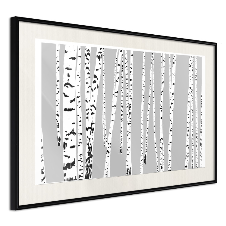 Wall Poster Birches - composition with black and white trees on a grey background 115099 additionalImage 3