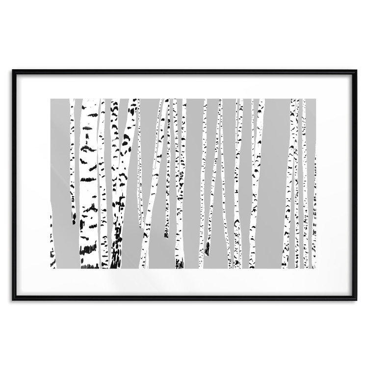 Wall Poster Birches - composition with black and white trees on a grey background 115099 additionalImage 17