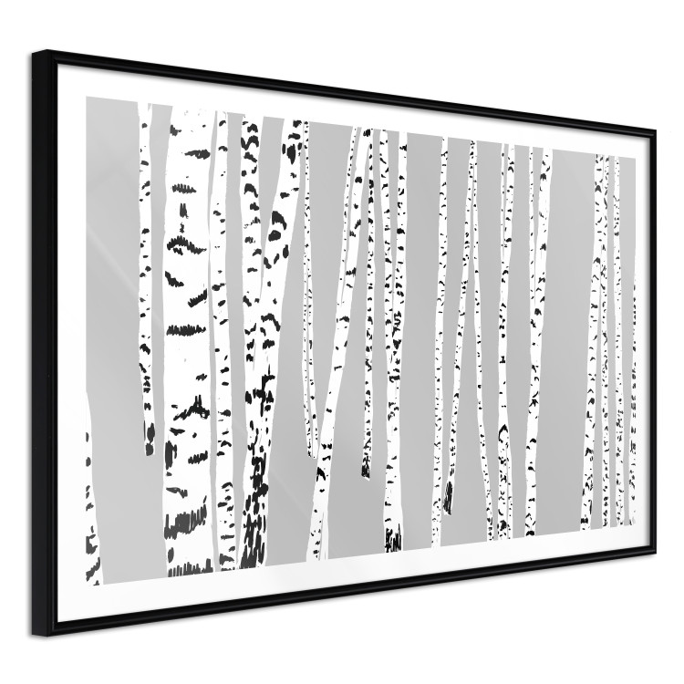 Wall Poster Birches - composition with black and white trees on a grey background 115099 additionalImage 12