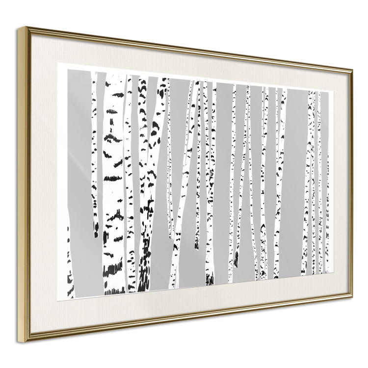 Wall Poster Birches - composition with black and white trees on a grey background 115099 additionalImage 2