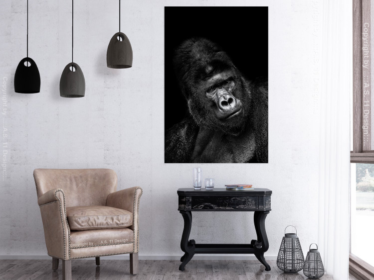 Wall Poster Mountain Gorilla - black and white composition with a portrait of an African ape 116499 additionalImage 17