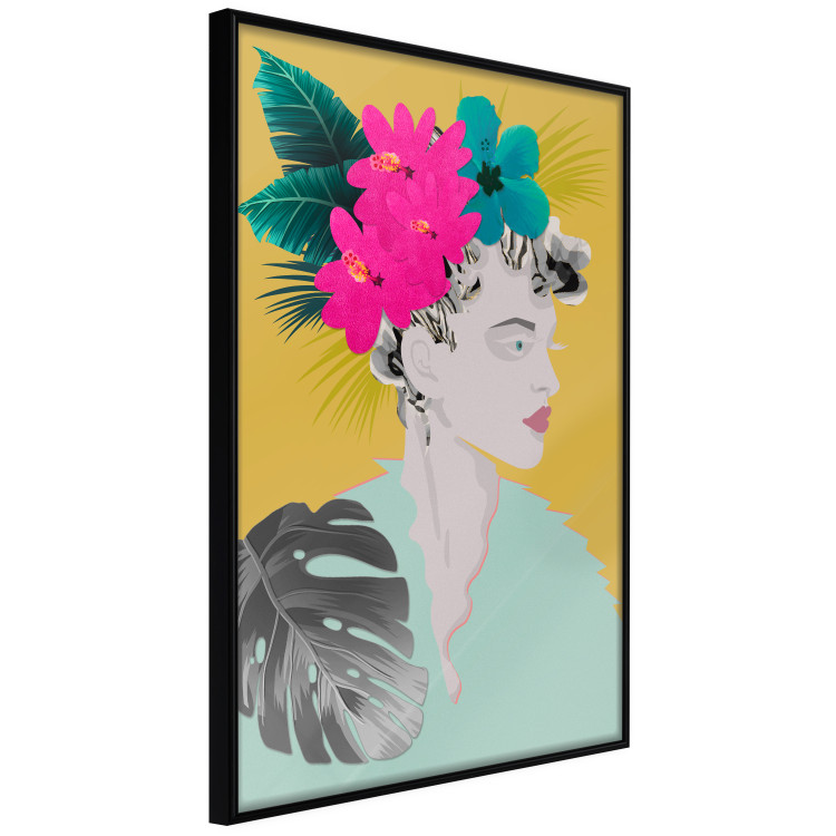Wall Poster Flowers in Hair - colorful abstraction with a woman's portrait and leaves 116899 additionalImage 12