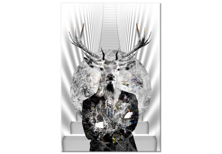 Canvas Art Print Animal Majesty (1-part) - Imaginary Deer Figure in White 117199