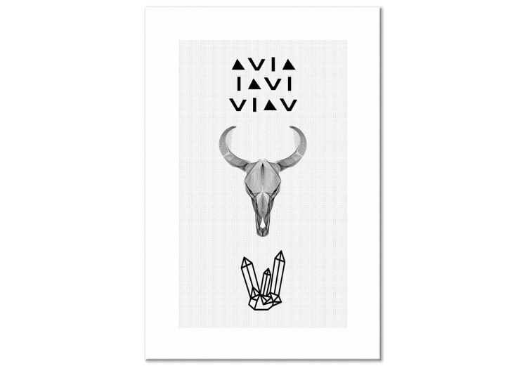 Canvas Primary symbols - an animal skull and a graphic motif with a crystal 117299