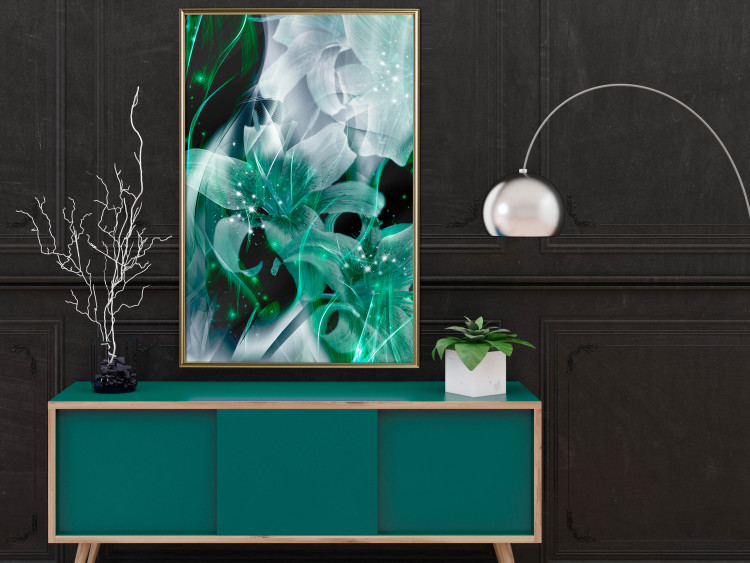 Wall Poster Enchanted Lilies - green-filled abstraction into shiny flowers 117899 additionalImage 5