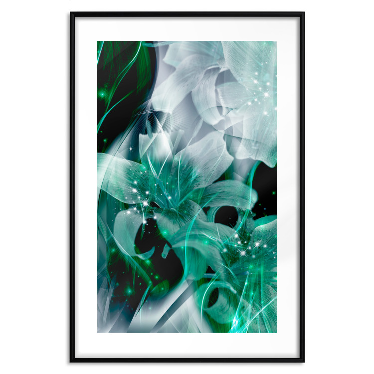 Wall Poster Enchanted Lilies - green-filled abstraction into shiny flowers 117899 additionalImage 15