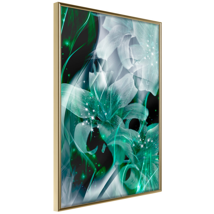 Wall Poster Enchanted Lilies - green-filled abstraction into shiny flowers 117899 additionalImage 12