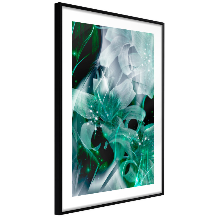 Wall Poster Enchanted Lilies - green-filled abstraction into shiny flowers 117899 additionalImage 11