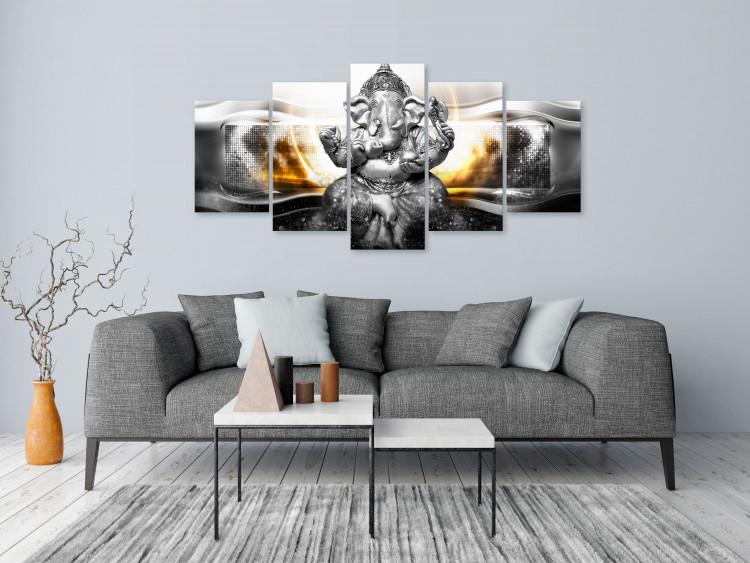 Canvas Buddha Light - Buddhist orient in silver colors surrounded by light 118199 additionalImage 3