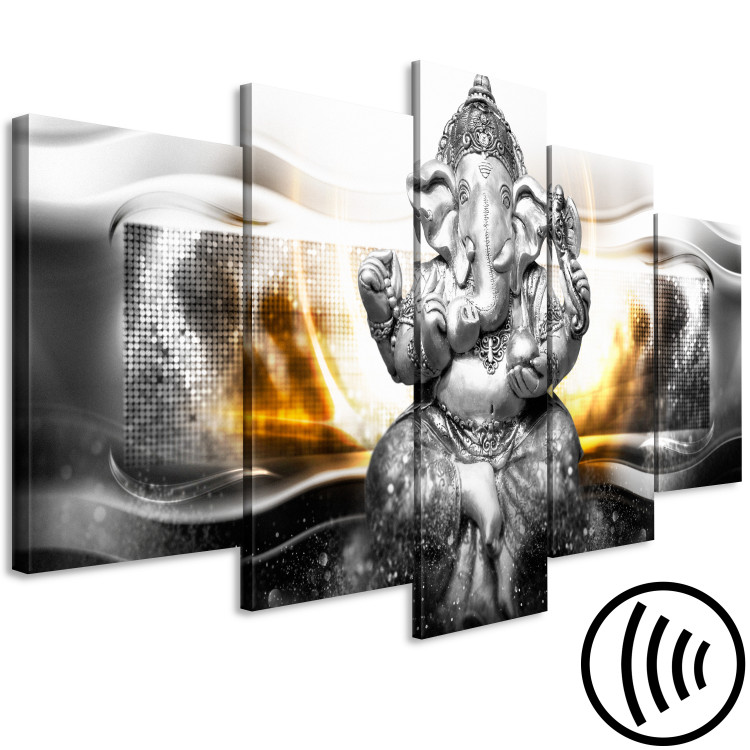 Canvas Buddha Light - Buddhist orient in silver colors surrounded by light 118199 additionalImage 6