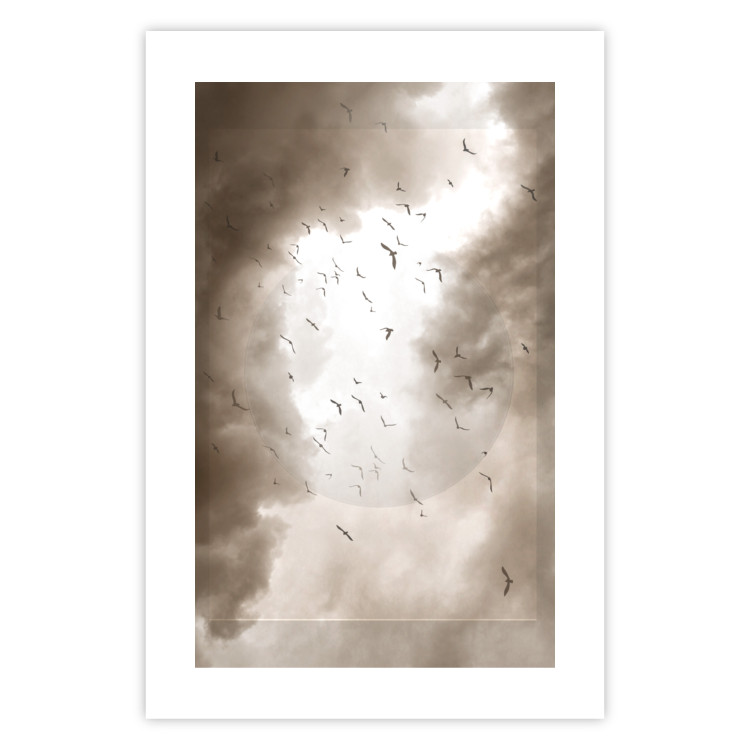Poster Birds in the Clouds - autumn landscape of birds against a cloudy sky 119199 additionalImage 18