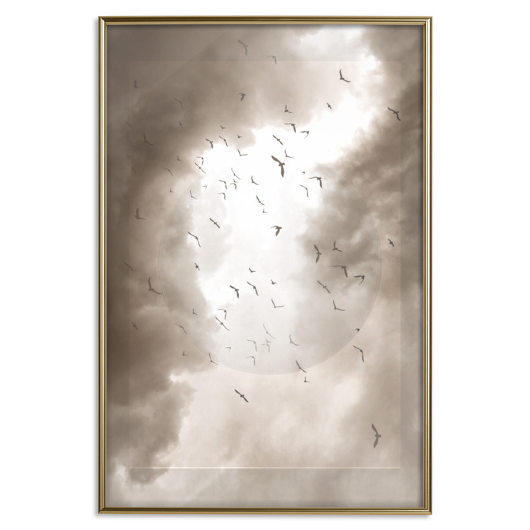 Poster Birds in the Clouds - autumn landscape of birds against a cloudy sky 119199 additionalImage 14