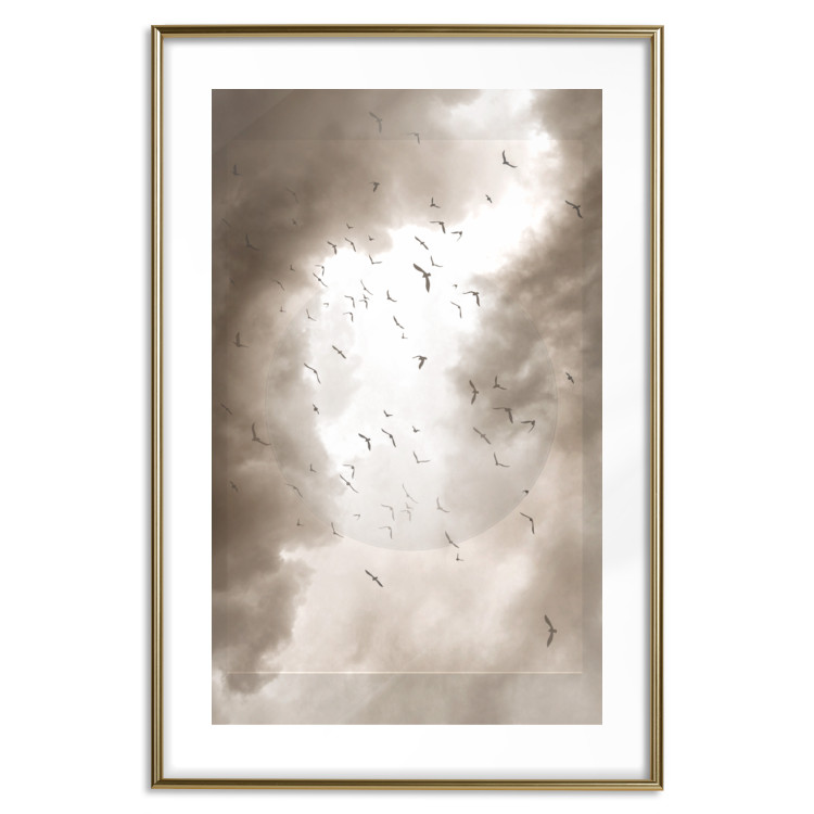 Poster Birds in the Clouds - autumn landscape of birds against a cloudy sky 119199 additionalImage 17