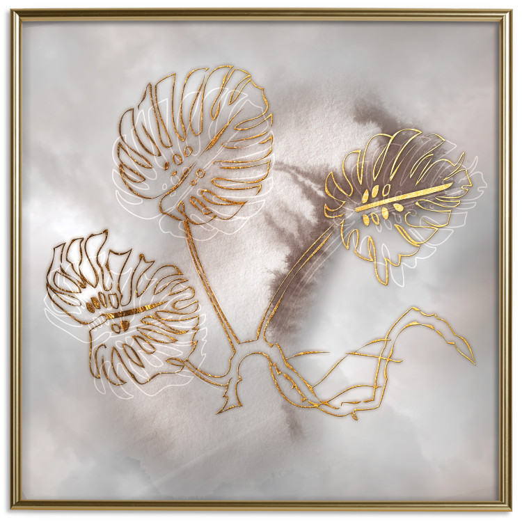 Wall Poster Noble Monstera - abstraction with golden exotic leaves on a beige background 121899 additionalImage 19
