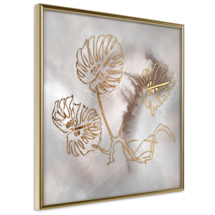 Wall Poster Noble Monstera - abstraction with golden exotic leaves on a beige background 121899 additionalImage 14