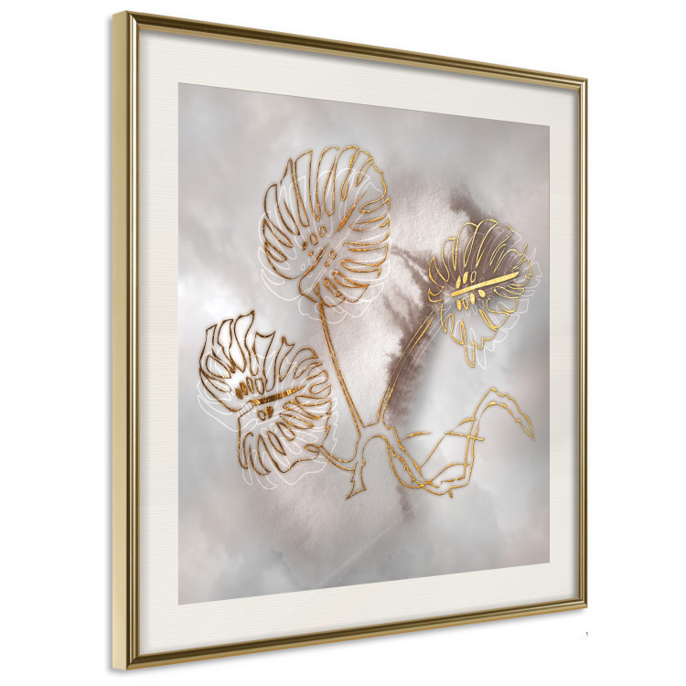 Wall Poster Noble Monstera - abstraction with golden exotic leaves on a beige background 121899 additionalImage 2