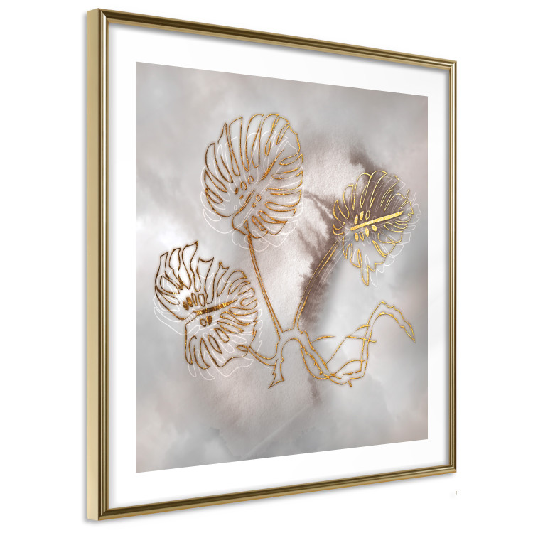 Wall Poster Noble Monstera - abstraction with golden exotic leaves on a beige background 121899 additionalImage 6