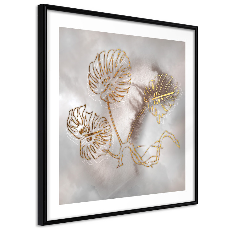 Wall Poster Noble Monstera - abstraction with golden exotic leaves on a beige background 121899 additionalImage 11