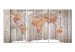 Canvas Print World Map: Wooden Stories (3 Parts) 122199