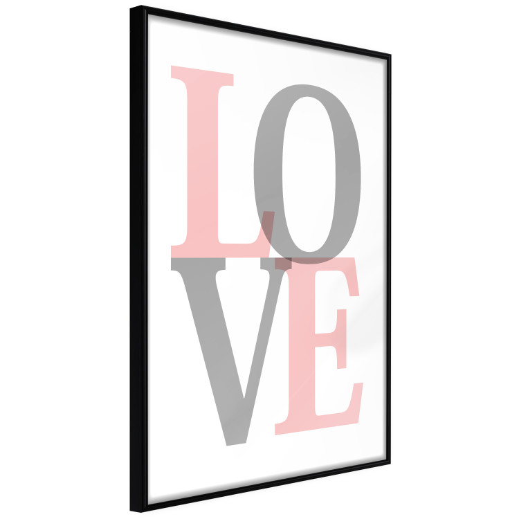 Wall Poster Gray Love - black and red blurred letters in an English text 122899 additionalImage 11