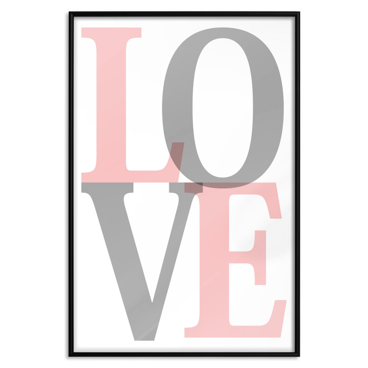 Wall Poster Gray Love - black and red blurred letters in an English text 122899 additionalImage 18