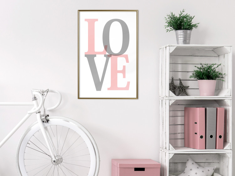 Wall Poster Gray Love - black and red blurred letters in an English text 122899 additionalImage 13
