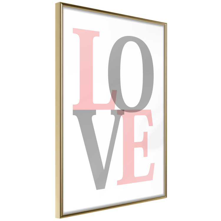 Wall Poster Gray Love - black and red blurred letters in an English text 122899 additionalImage 6