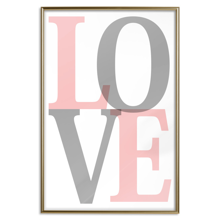 Wall Poster Gray Love - black and red blurred letters in an English text 122899 additionalImage 16