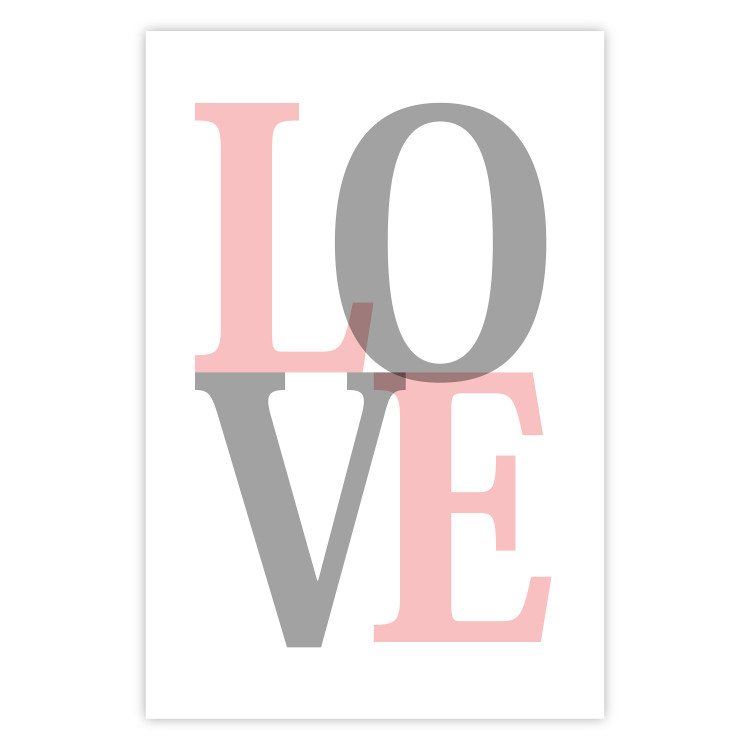 Wall Poster Gray Love - black and red blurred letters in an English text 122899 additionalImage 19