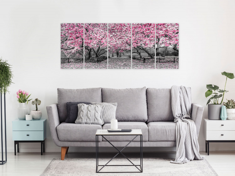 Canvas Magnolia Park (5 Parts) Narrow Pink 123099 additionalImage 3