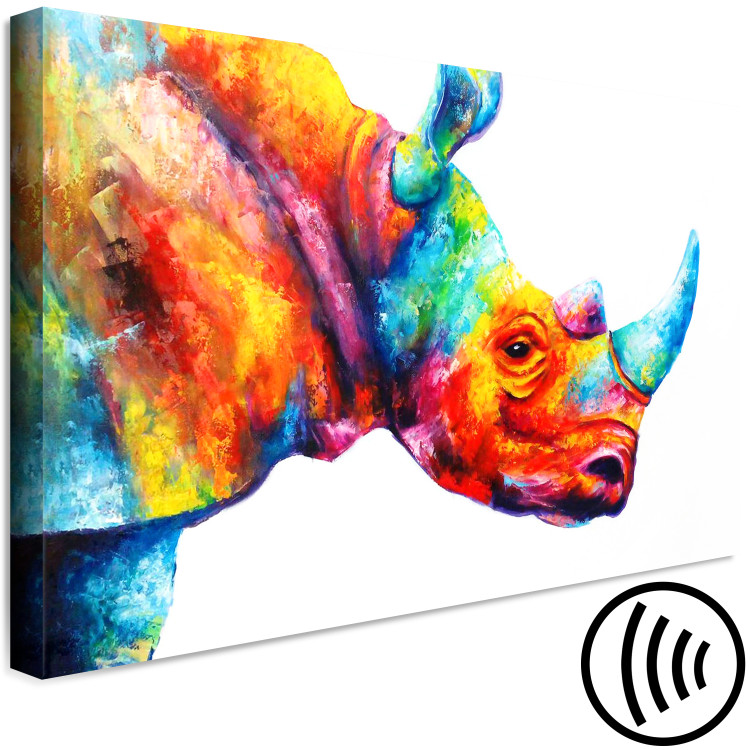 Canvas Rainbow Rhino (1-part) wide - futuristic abstraction 127199 additionalImage 6