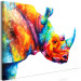 Canvas Rainbow Rhino (1-part) wide - futuristic abstraction 127199 additionalThumb 2