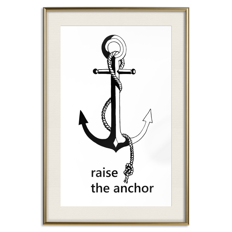 Poster Raise the Anchor - ship anchor and English inscriptions on white background 127899 additionalImage 20