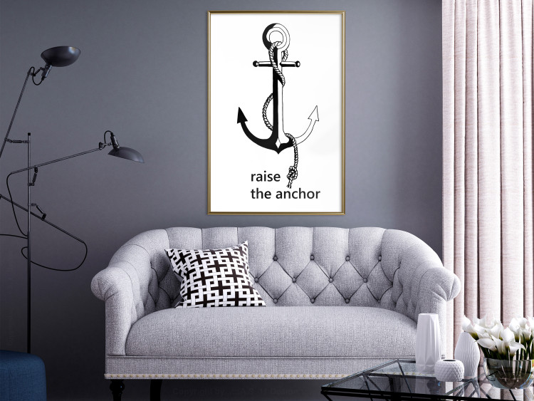 Poster Raise the Anchor - ship anchor and English inscriptions on white background 127899 additionalImage 8