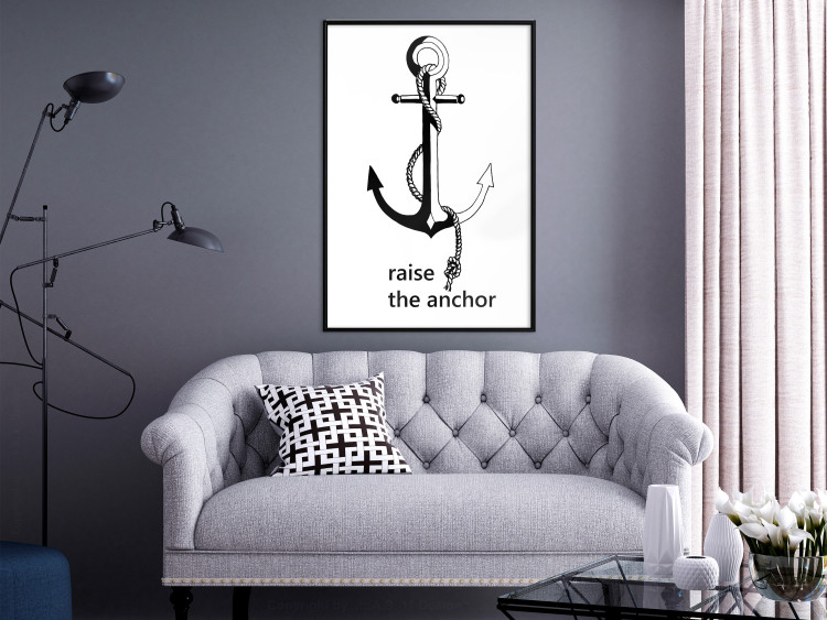 Poster Raise the Anchor - ship anchor and English inscriptions on white background 127899 additionalImage 7
