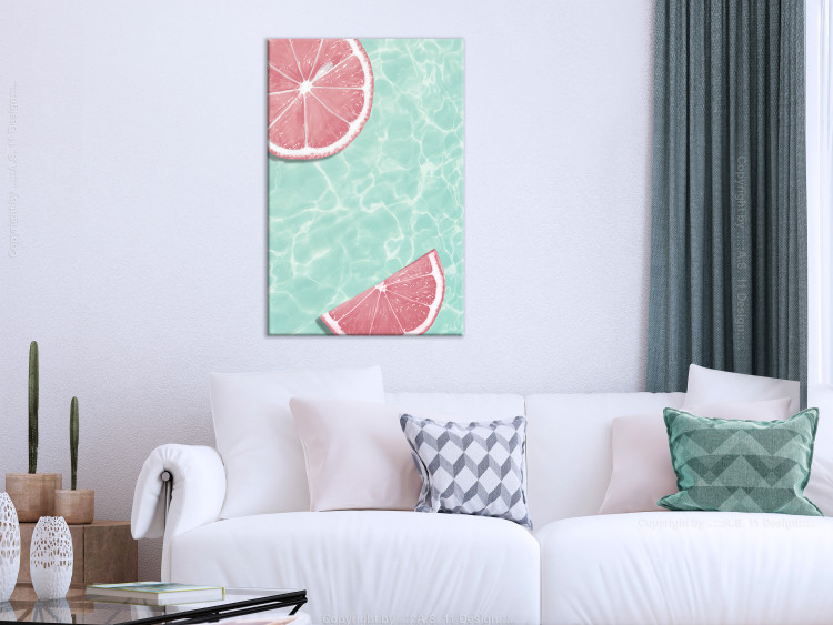 Canvas Art Print Grapefruit slices floating in turquoise water - summer abstraction 127999 additionalImage 3