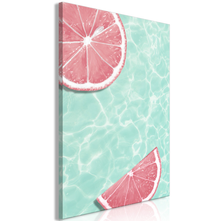 Canvas Art Print Grapefruit slices floating in turquoise water - summer abstraction 127999 additionalImage 2