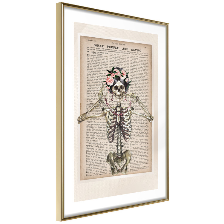 Wall Poster Lady Skeleton - unusual vintage-style fantasy with a newspaper background 129099 additionalImage 9