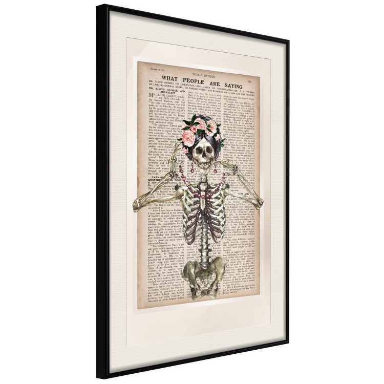 Wall Poster Lady Skeleton - unusual vintage-style fantasy with a newspaper background 129099 additionalImage 2
