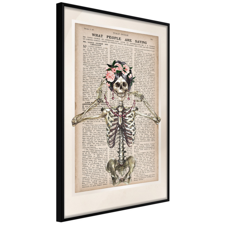 Wall Poster Lady Skeleton - unusual vintage-style fantasy with a newspaper background 129099 additionalImage 11