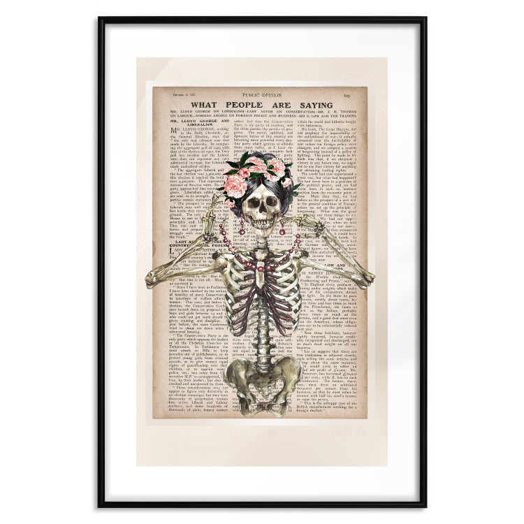 Wall Poster Lady Skeleton - unusual vintage-style fantasy with a newspaper background 129099 additionalImage 15